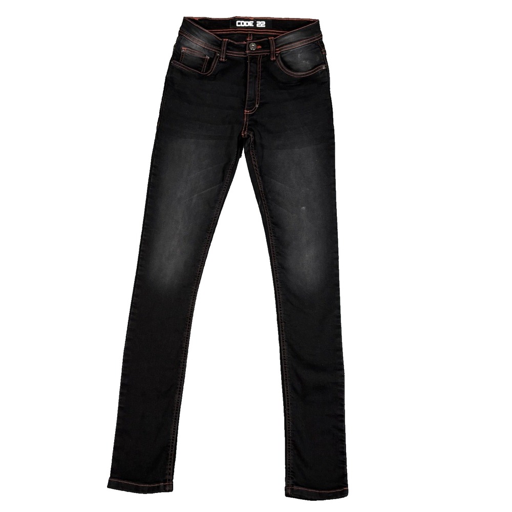 CODE 22 Slim Stretch Jeans Men's Size 24‎ x 30 Black Denim Red Stitching